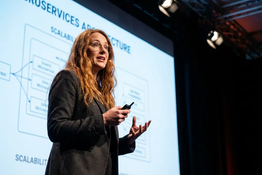 Generated image of Saoirse O'Brien presenting at a conference