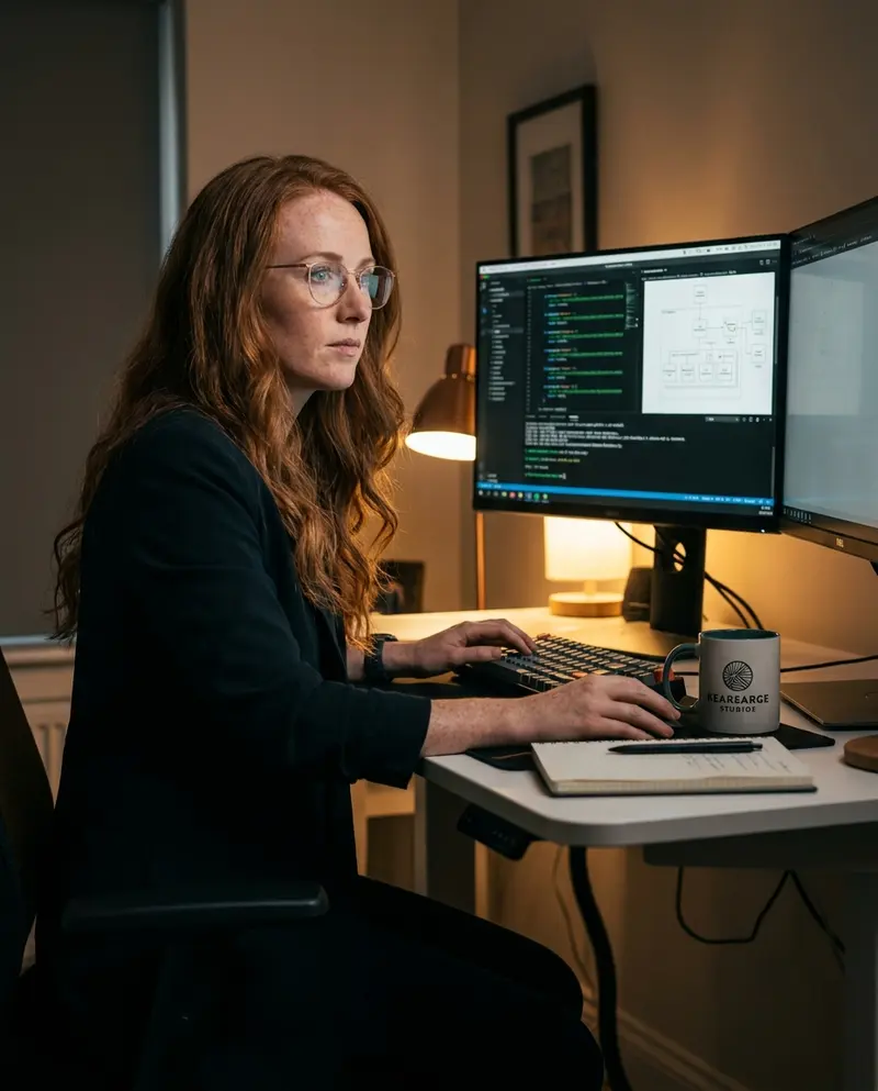 Generated image of Saoirse O'Brien at their desk