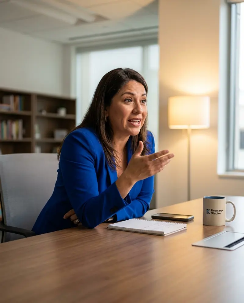 Generated image of Diana Reyes at their desk