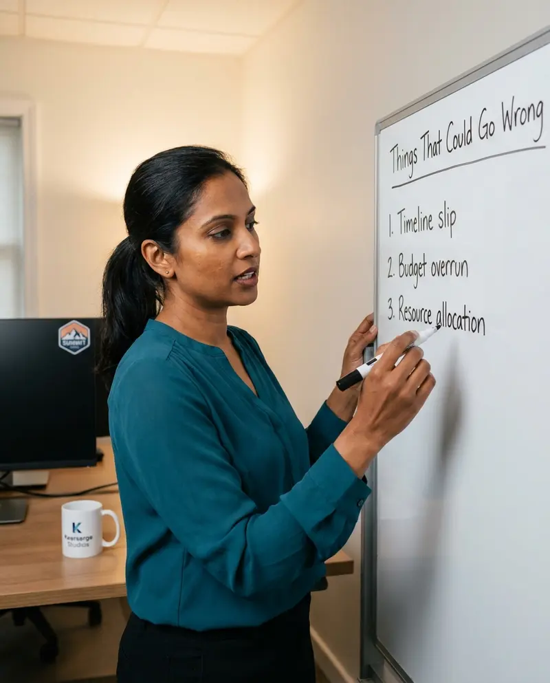 Generated image of Priya Sharma at their desk