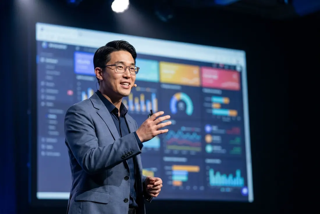 Generated image of Jin-ho Park presenting at a conference